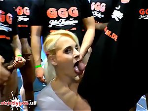 lean babe Ashlee Cox in a river of man meat German Goo nymph